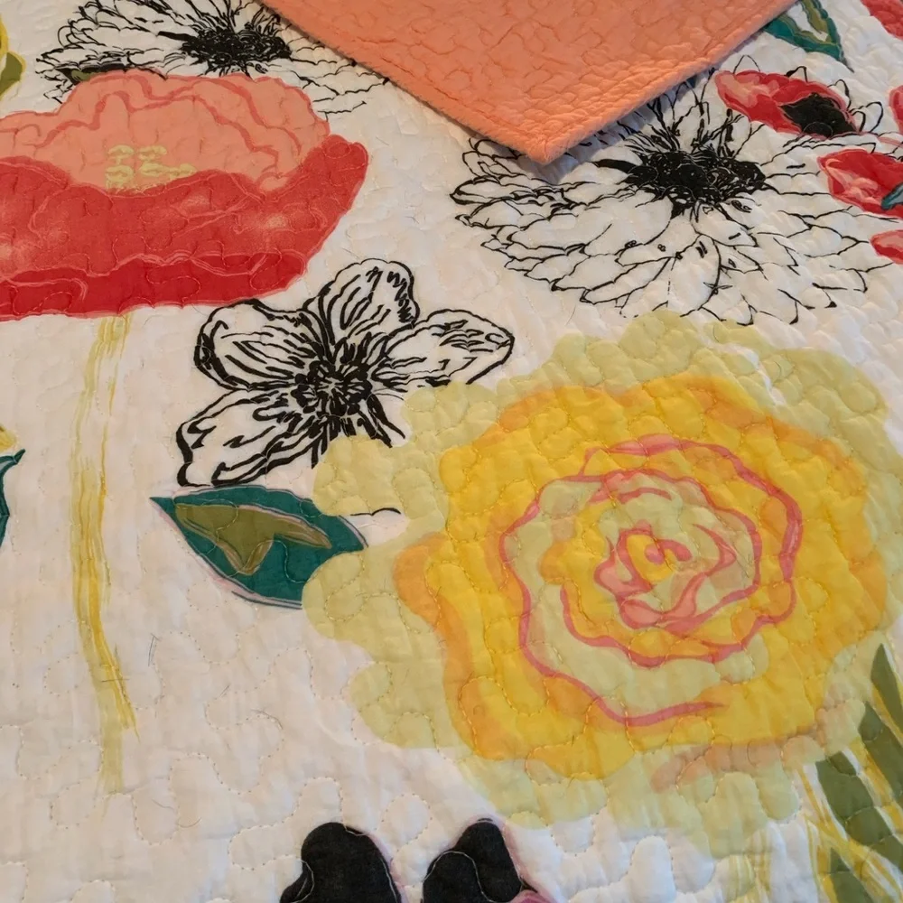 Macy’s Greenland Home Watercolor Dream QUEEN Quilt+2 Shams Used 2 mths. Cotton.